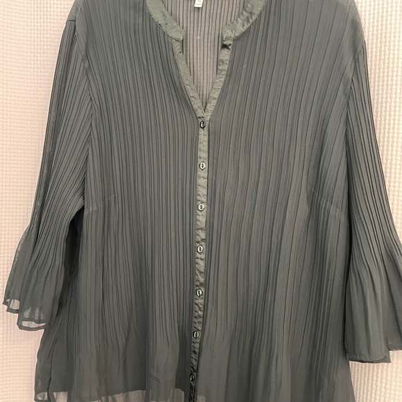 FASHION BUG Black pleated sheer blouse size 4X. - Picture 3 of 3